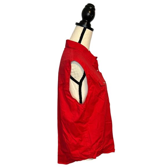 Vintage Ely Country Charmers Woman Size Large Top Red Sleeveless Pearl Snap - Picture 5 of 7